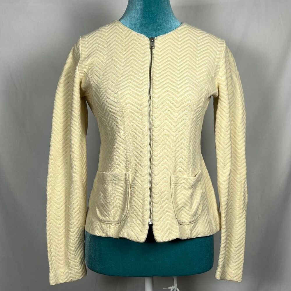 Anthropologie Rosie Neira 100% Cotton Cream‎ Chevron Knit Jacket